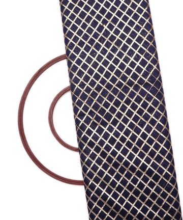 navy blue checks pattern gotta raw silk fabric